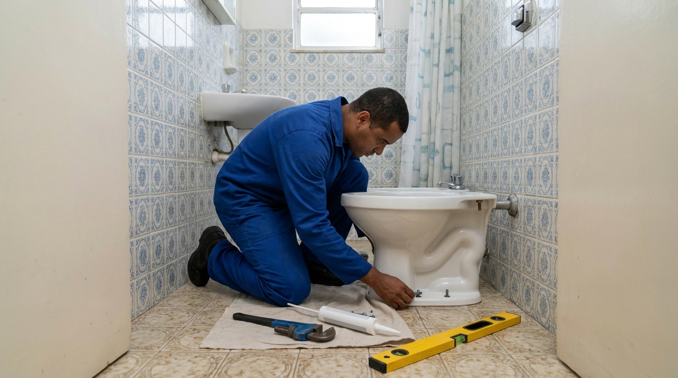Instalação de vaso sanitário residencial em Joinville‑SC